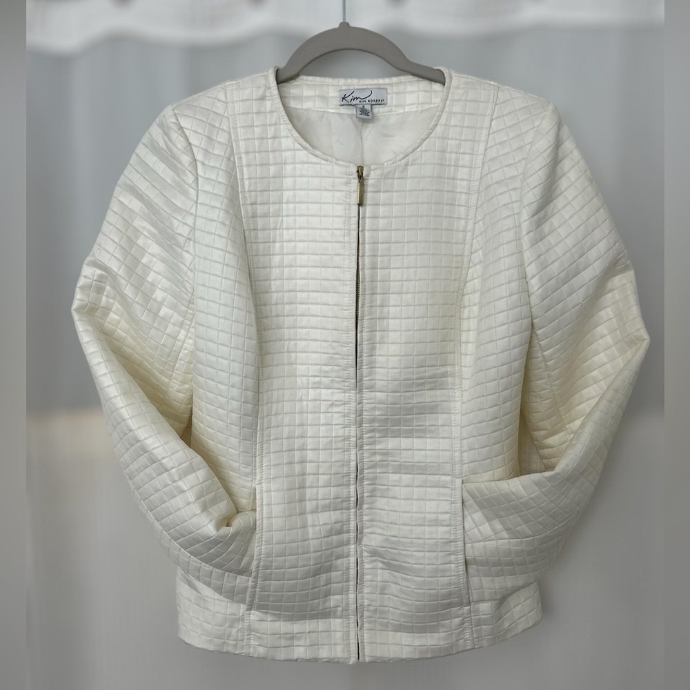 Kim Rogers Jacket Lightweight Quilted White/Ivory Size Small